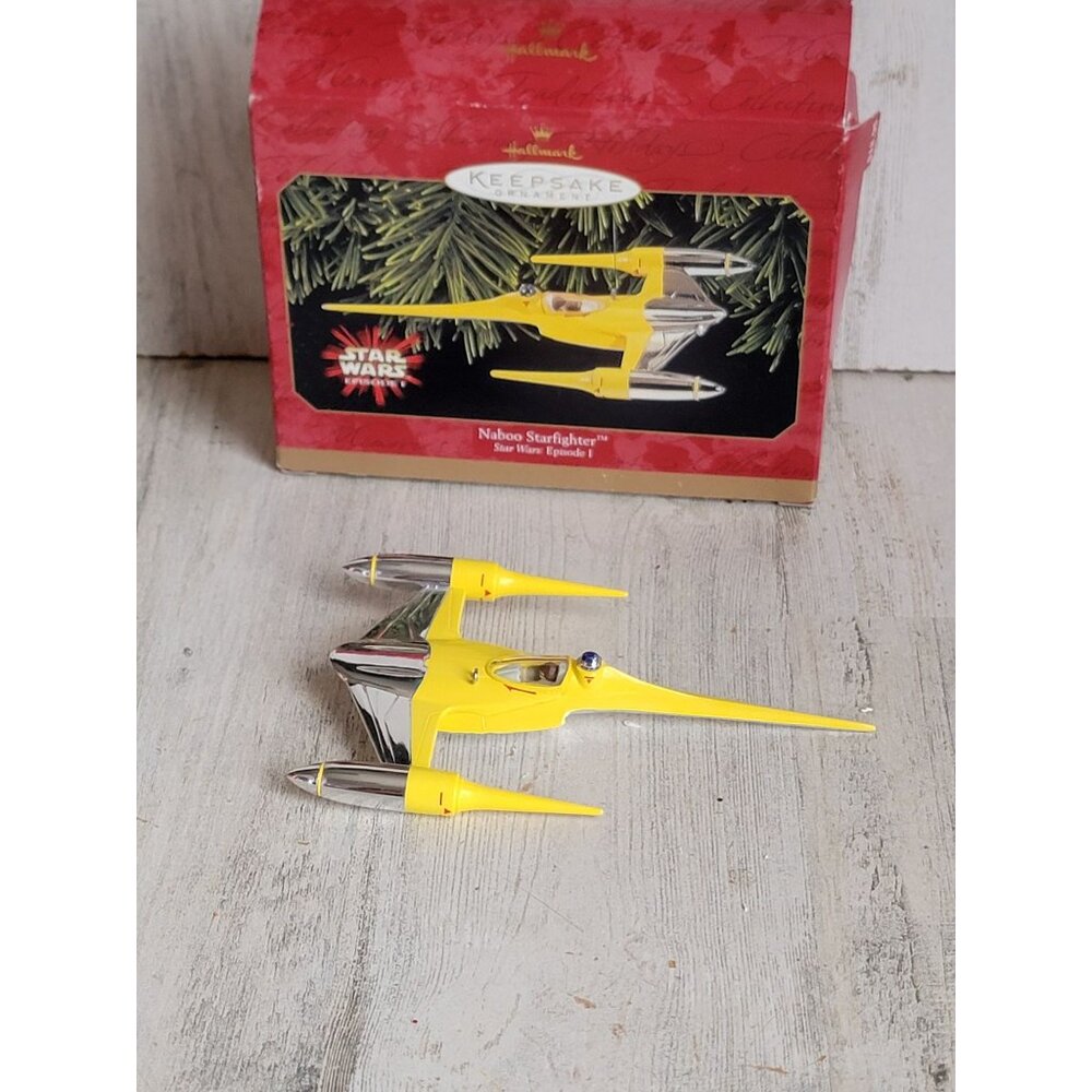 Hallmark Naboo Starfighter Star Wars spaceship ornament Xmas vintage